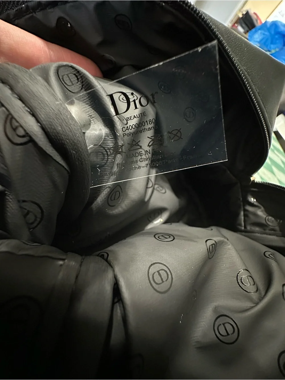 Dior Cosmetic Makeup Bag Toiletry Pouch Case Studded Faux Leather